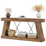 Tribesigns 70.9" Farmhouse Console Table, Long Sofa Table Behind Couch with Storage, Narrow Wooden Console Station, Industrial Rustic Entryway Furniture for Hallway, Entry, Living Room, Brown Tribesigns