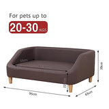 Dog Bed/Pet Sofa Bed Technology Cloth Medium-Large Pet Sleeping Couch High Wood Leg Animal Bed Sofa (Brown) AFBKSS&BB