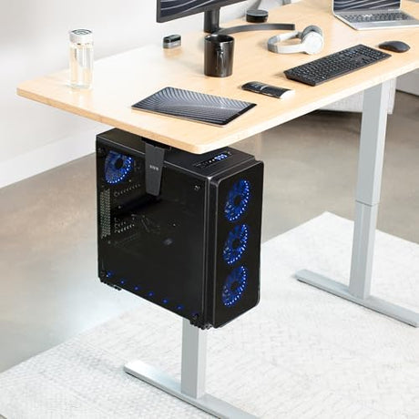 VIVO Adjustable Under Desk and Wall 3.5 to 7.8 inch Wide Office PC Mount, Computer Case CPU Machine Holder Stand with Swivel and Secure Locking, Holds 22 lbs, Black, MOUNT-PC01 VIVO