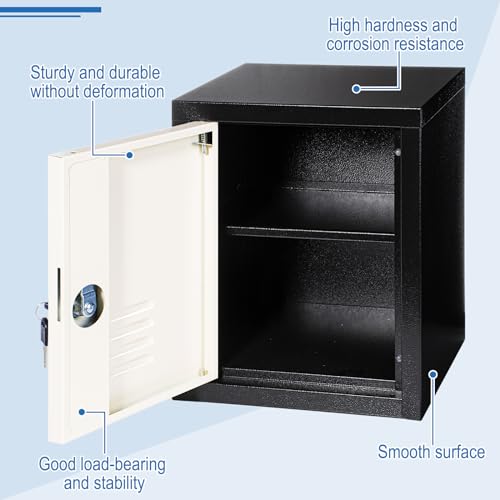 Suzile Lockable Storage Cabinet Metal Lockable Steel Storage Cabinet Organizer Storage Lockers for Employees Vertical Metal Cabinets End Side Table Steel Bedside Storage with Shelflf (Black Beige) Suzile