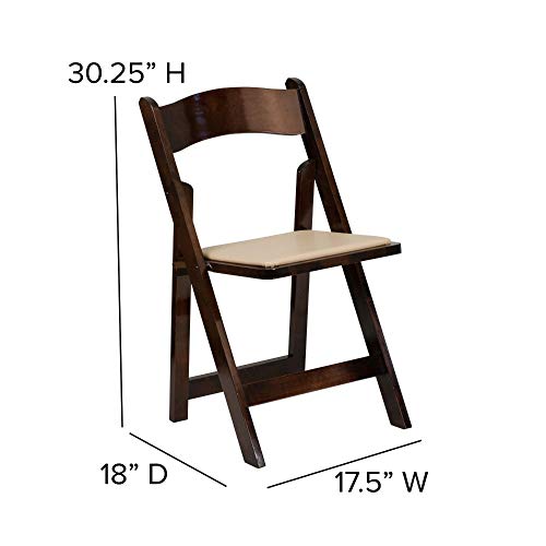 Flash Furniture 4 Pack HERCULES Series Fruitwood Wood Folding Chair with Vinyl Padded Seat - WoodArtSupply