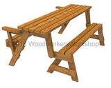 WoodworkersWorkshop Woodworking Plan to Build a Convertible Folding Bench/Picnic Table (Not a RTA Kit) WoodworkersWorkshop