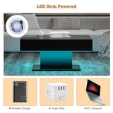 HedoAjim Led Coffee Table for Living Room, Living Room Table Rectangular Center Table, Modern High Glossy Wooden Coffee Tables with 16 Colors LED Lights for Dining Reception Room, Black HedoAjim
