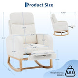 Garvee Teddy Fleece Nursery Rocking Chair,Upholstered Glider with 26" High Backrest, Padded Seat,Modern 300 Lbs Weight Capacity Accent Recliner for Living Room, Bedroom, Reading