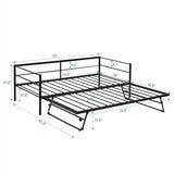 Nahenduo Twin Size Daybed with Pop up Trundle & Adjustable LED Lights, Futon Frame Bed, Metal Sofa Bed Frame for Living Room Bedroom Guest Room, Small Space, No Box Spring Needed (Black) Nahenduo