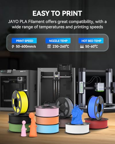 JAYO PLA 3D Printer Filament Black, PLA Filament 1.75mm, 1.1KG Spool, Dimensional Accuracy +/- 0.02mm, Fit Most FDM Printer JAYO