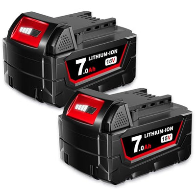 GROWFEAT 2 Pack 7.0Ah M -18 Lithium-ion Replacement for Milwaukee Battery Compatible with Milwaukee M-18 Battery 48-11-1812 48-11-1850 48-11-1852 48-11-1862 for Cordless Power Tools Battery