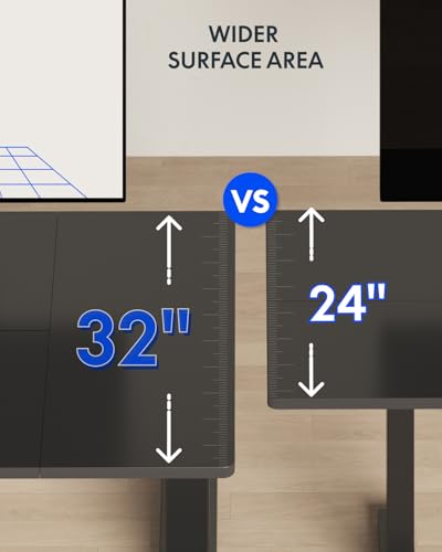 FLEXISPOT 71 x 32 Inch Large Standing Desk, Stand Up Desk with Splice Board, Rising Desks for Home Office, Office Desk with Headphone Hook (Black Frame + Black Top, 2 Packages) FLEXISPOT