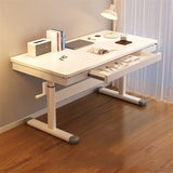 VyhPJg Ergonomic Workstation, Height Adjustable Computer Desk, Manual Crank Standing Desk with Drawer, Sit-Stand Study Desk for Bedroom, Living Room, Office(39.4x23.6in) VyhPJg