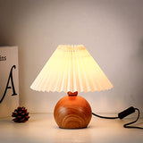 KUNJOULAM Cute Small Pleated Lamp, Modern Bedside Nightstand/Table Lamp with Beige Lampshade, Metal Base for Bedroom, Home Office, Living Room, Kids Dorm with E12 Bulb KUNJOULAM