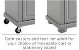 Crosley Furniture Full Size Wood Top Rolling Kitchen Island Storage Cart, Microwave Stand, Spice Rack, Gray Crosley Furniture