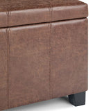 SIMPLIHOME Dover 36 inch Wide Contemporary Rectangle Storage Ottoman Bench in Distressed Umber Brown Vegan Faux Leather, Assembled, For the Living Room, Entryway and Family Room SIMPLIHOME
