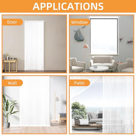 4 Pieces Glitter String Curtains Doorway Beads Curtains, 39 x 79 Inch Hanging Fringe Hippie Room Divider Door String Curtain Boho Doors Tassel for Doorways, Windows, Closet, Privacy Decor (White) VavoStocks