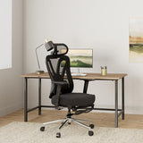Hbada P5 Ergonomic Office Chair, Desk Chair with Adjustable Lumbar Support and Height, Comfortable Mesh Computer Chair with Footrest 2D Headrest, Swivel Tilt Function Black Hbada
