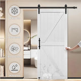S&Z TOPHAND® 36in x 84in MDF Barn Door with 6.6FT Sliding Door Hardware Kit, 24-54in Solid Barn Door Slab Covered with Water-Proof PVC Surface S&Z TOPHAND