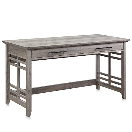 BELLEZE Modern Simple Home Office Computer Laptop Writing Desk Wood Study Table Workstation with Drawers - 55 Inch - Norrell (Gray Wash) BELLEZE