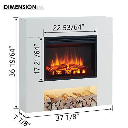 LegendFlame® Georgia Electric Fireplace with 37" Mantel Surround and Jaden 23" Insert, Cream White Finish Legend Flame