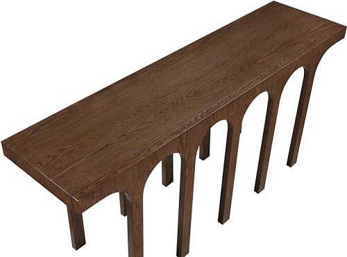 Meridian Furniture 99076Brown-T Westfield Collection Art Deco Console Table with Rich Brown Finish, Oak Veneer, Mixture of Solid Wood and MDF, 70" W x 18" D x 31" H, Brown Meridian Furniture