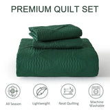 Yiran Twin Quilt Set, Emerald Green Lightweight Soft Bedspreads Bedding Set, Diamond Pattern Coverlet for All Season Modern Style 2 Piece with 1 Pillow Sham 68x90 Inch