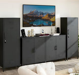 Epochsteele Metal Storage Cabinet Kitchen Pantry Cabinet for Bathroom Locking Storage Cabinet with Door and Removable Shelves (Black) Epochsteele