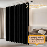 JILRON Accordion-Style Room Divider with Ceiling Track - Foldable Partition Curtain, Easy Installation(Black 100" W x 84" L-Pack of 1) Jilron