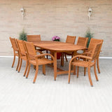 Amazonia Arizona 9 Piece Oval Outdoor Dining Set | Eucalyptus Wood | Durable and Ideal for Patio and Backyard Amazonia