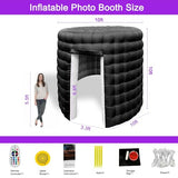 CZGBRO Inflatable Photo Booth, Portable Photo Booth Enclosure Tent for Weddings Parties Events Birthday Shows Bars, 8 Pieces of Inflatable Props(Black, 10'x10'x9', 2 Doors) CZGBRO