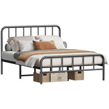 Homeiju Metal Bed Frame - Structurally Stable Heavy Duty Steel Slat Supported Full Bed Frames, No Box Spring Needed, Easy Assembly Homeiju