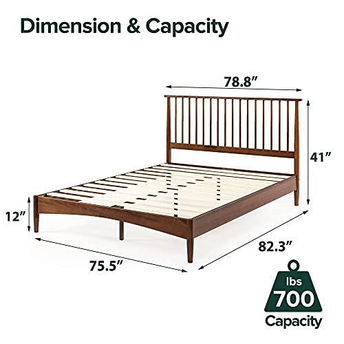 ZINUS Linda Mid Century Brown Wooden Platform Bed Frame - No Box Spring Needed, Easy Assembly, King Size - WoodArtSupply