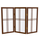 2 ft. Short Desktop Double Cross Shoji Screen - Walnut - 3 Panels Red Lantern