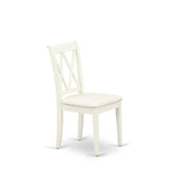 East West Furniture CLC-LWH-C Clarksville Kitchen Dining Chairs - Linen Fabric Upholstered Wood Chairs, Set of 2, Linen White East West Furniture