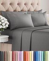 King 6 Piece Sheet Set - Comfy Breathable & Cooling - Ultra-Soft Hotel Luxury Bedding Set with 8-16 Inch Deep Pockets - 1 Flat & 1 Fitted Sheet & 4 Pillowcases - Wrinkle Free & Easy Care - Dark Grey CGK Unlimited