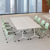 rzoizwko Modular Folding Conference Room Tables with Wheels, Flip Top Training Table System for Office & Classroom, Mobile Joinable Meeting Desks for Seminar & Collaboration Spaces rzoizwko
