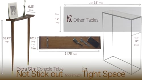 Stelalloy Wall Tables for Hallways - Extra Slim Entryway Table - Narrow Console Tables for Entryway or Foyer - Wall-Mounted Space-Saving Thin Table for Narrow Spaces - 6.25" Depth,Rich Walnut Finish Stelalloy