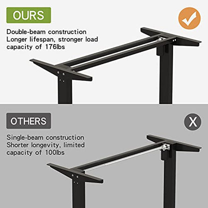 Radlove Electric Height Adjustable Standing Desk, 63x 30 Inches Stand Up Desk Workstation, Splice Board Home Office Computer Standing Table Ergonomic - WoodArtSupply