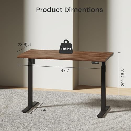 ModernMate Electric Standing Desk with 2-Drawer File Cabinet, Adjustable Height Executive Desk, Home Office Workstation with A Engineered Wood 1.18" Solid Desktop, Built-in Outlets, Black Walnut ModernMate