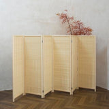 Furnnylane 6 Panel Short Room Divider Screen,Beige Freestanding Partition,Small Bamboo Panel Divider for Room Seperation,3.95 FT Tall Furnnylane