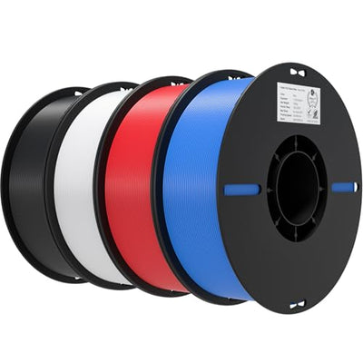 Creality 3D Printer Filament 1.75mm 4KG, PLA Filament Bulk +/- 0.02mm, 4 Pack 1kg Spool(2.2lbs) 3D Printing Filament Fits for Most FDM 3D Printers, Black White Blue Red