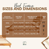 Bme Caden 15 Inch King Bed Frame with Adjustable Caramel Wood Headboard - Mid Century Retro Design, No Box Spring Required Bme