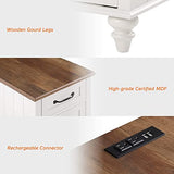 WAMPAT 2 Pack White End Table with Charging Station, Wood Side Sofa Table with Drawer and Storage Cabinet, Modern Nightstand with Power Outlets & USB Ports for Living Room, Bedroom WAMPAT