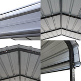 GREEN PARTY 12 x 25 ft Metal Carport Kits with Galvanized Steel Roof, Heavy Duty Metal Carport Canopy, Outdoor Car Tent Metal Garage Shelter for Car, SUV, Truck and Boats, Grey GREEN PARTY