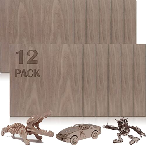 12 Pcs Walnut Unfinished Wood Craft, 12 x 12 x 1/8 Inch - 3mm Thick Walnut Unfinished Plywood for Laser Cutting & Engraving, School DIY Projects, Painting, Fretwork, CNC Cutting, Wood Burning 12 Pcs Vemkyrio