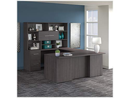 Bush Business Furniture Office 500 U Shaped Executive Desk with Drawers and Hutch, 72W, Storm Gray Bush Furniture