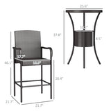 Outsunny 3 Pieces Rattan Wicker Bar Set with Ice Buckets, Patio Furniture with 1 Bar Table and 2 Bar Stools for Poolside, Backyard, Porches, Dark Brown Outsunny