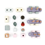 Pillowhale Wooden Stacking Train Toy Set,Wooden Building Blocks Train with Shape Sorter Early Learning Gift for Toddlers Boys Girls 12 Months and up Pillowhale