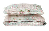 Brilliant Sunshine Rose and Sage Quilt Set, 3-Piece Bedding Sets, Traditional Patchwork Design, Washable and Reversible Bedspread, Soft Lightweight Coverlet, All-Season, Full/Queen, Light Pink Green Brilliant Sunshine