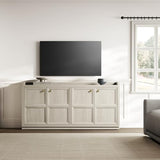 SICOTAS 4-Door Buffet Cabinet for Living Room - 61.7" Extra Long Sideboard with Storage & Adjustable Shelves Modern Credenza Accent Coffee Bar Storage Cabinet for Kitchen, Hallway, White Oak, 1 PCS SICOTAS