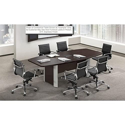 Thaweesuk Shop New Honey 12 FT Modern Boat Shaped Conference Table Wood Room Hide Wires Inside Elliptical Metal Legs Desk Grommets Racetrack 2 Power Modules Black Boardroom Meeting Furniture  - WoodArtSupply