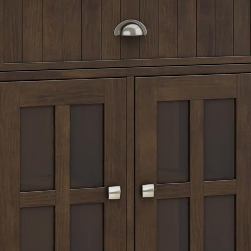 SIMPLIHOME Acadian SOLID WOOD and Pine Rectangle Transitional Large Sideboard Buffet for The Dining Room and Kitchen, 60 inch, Brunette Brown SIMPLIHOME