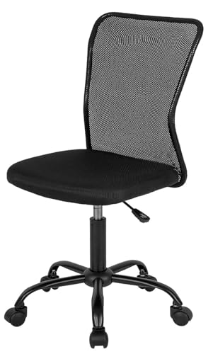 FDW Home Office Chair Mid Back Mesh Desk Chair Armless Computer Ergonomic Task Rolling Swivel Chair Back Support Adjustable Modern with Lumbar Support,Black FDW